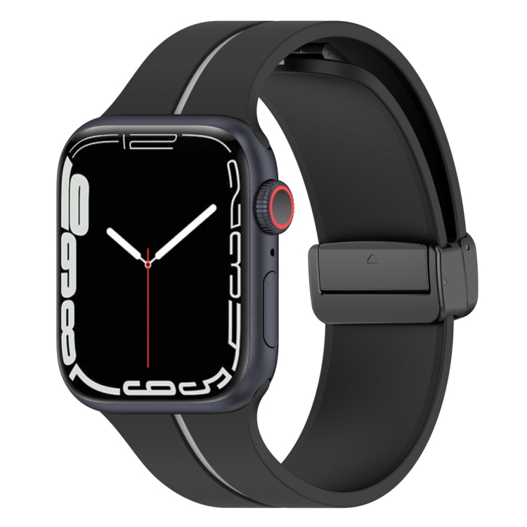 Two Color Folding Buckle Silicone Watch Band For Apple Watch Ultra 49mm(Black+Grey) - Watch Bands by PMC TechLife | Online Shopping South Africa | PMC TechLife