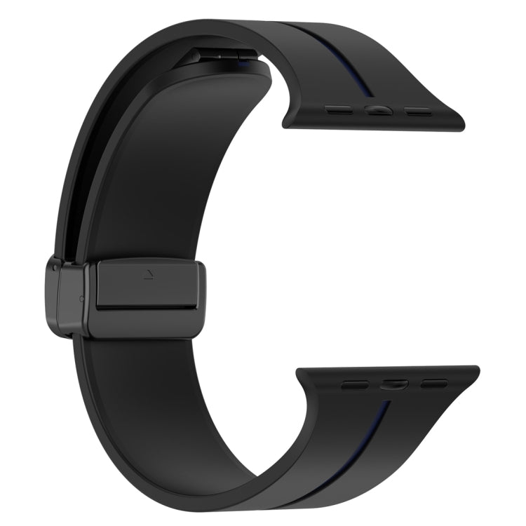 Two Color Folding Buckle Silicone Watch Band For Apple Watch Ultra 49mm(Black+Blue) -  by PMC TechLife | Online Shopping South Africa | PMC TechLife