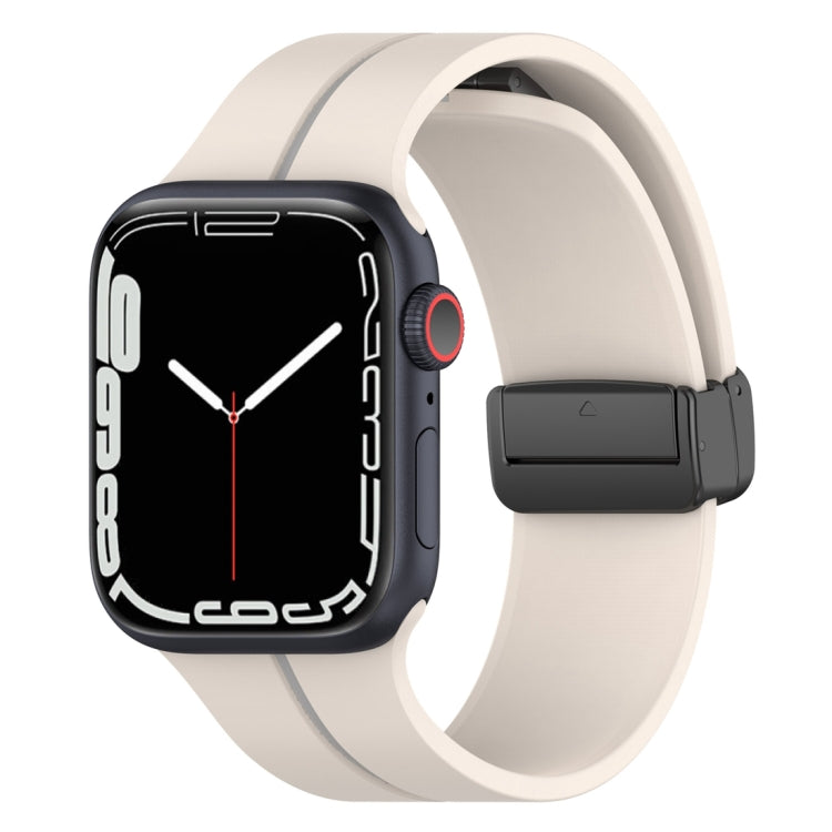 Two Color Folding Buckle Silicone Watch Band For Apple Watch Ultra 49mm(Starlight+Grey) - Watch Bands by PMC TechLife | Online Shopping South Africa | PMC TechLife