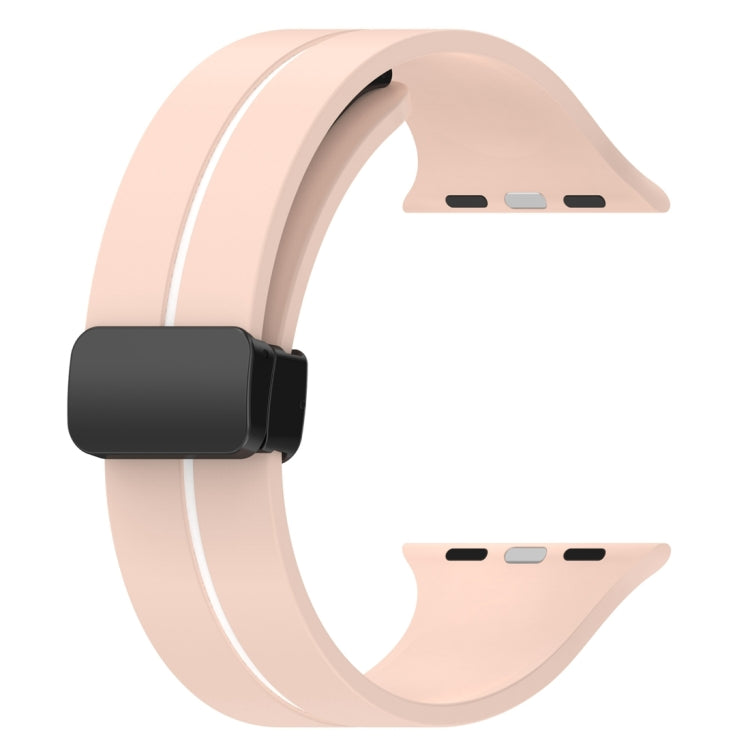 Two Color Folding Buckle Silicone Watch Band For Apple Watch 8 41mm(Pink+White) -  by PMC TechLife | Online Shopping South Africa | PMC TechLife
