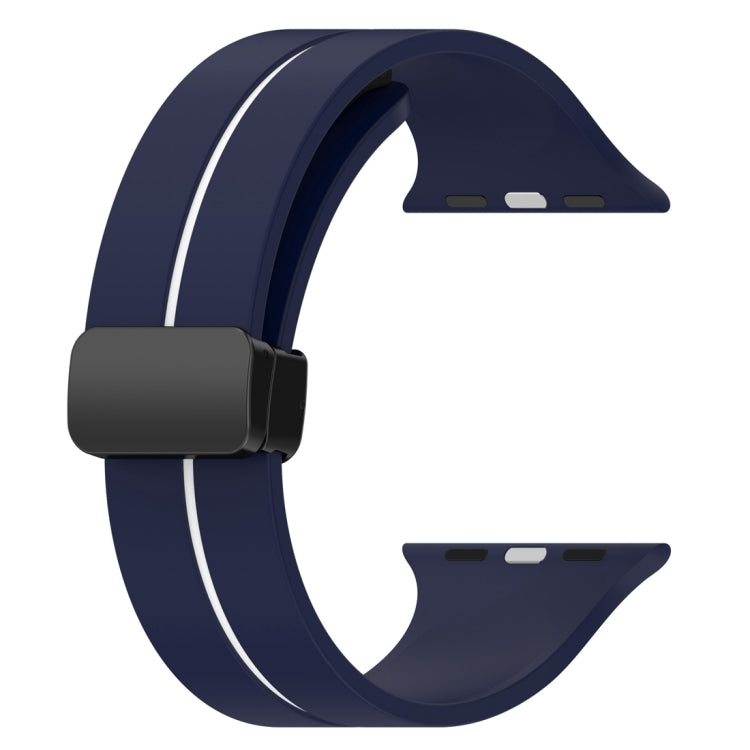 Two Color Folding Buckle Silicone Watch Band For Apple Watch 8 41mm(Midnight Blue+White) -  by PMC TechLife | Online Shopping South Africa | PMC TechLife
