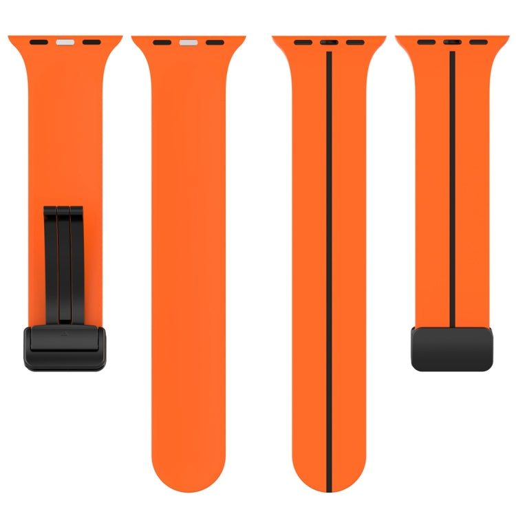 Two Color Folding Buckle Silicone Watch Band For Apple Watch SE 2022 40mm(Orange+Black) - Watch Bands by PMC TechLife | Online Shopping South Africa | PMC TechLife