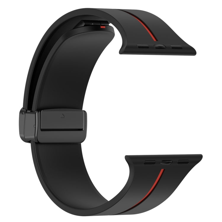 Two Color Folding Buckle Silicone Watch Band For Apple Watch SE 2022 40mm(Black+Red) -  by PMC TechLife | Online Shopping South Africa | PMC TechLife