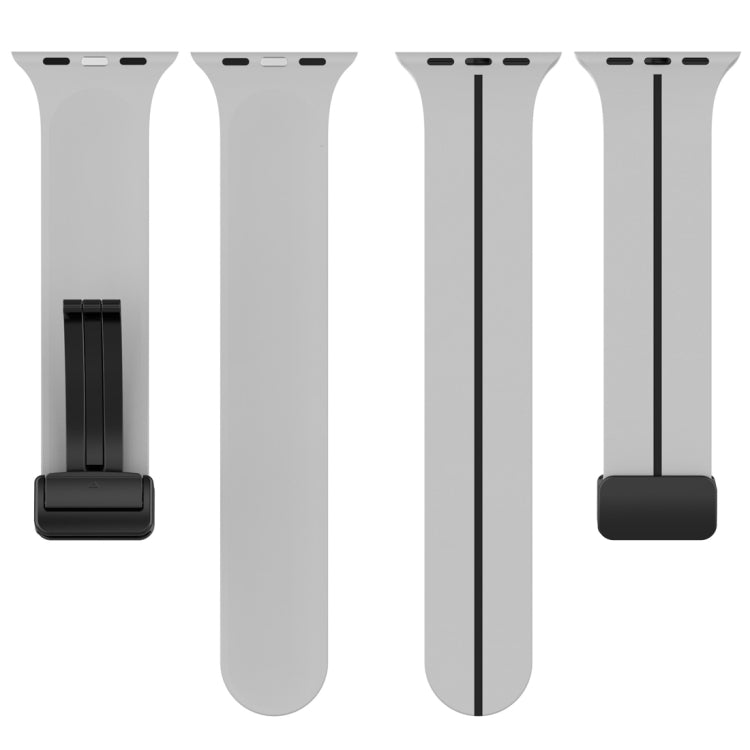 Two Color Folding Buckle Silicone Watch Band For Apple Watch SE 2022 40mm(Light Grey+Black) -  by PMC TechLife | Online Shopping South Africa | PMC TechLife