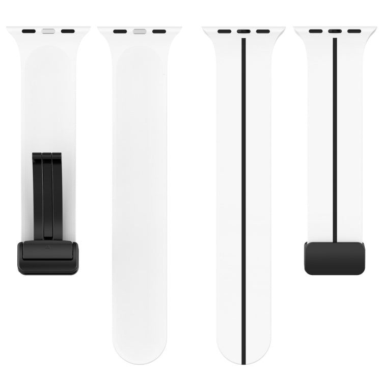 Two Color Folding Buckle Silicone Watch Band For Apple Watch SE 2022 44mm(White+Black) - Watch Bands by PMC TechLife | Online Shopping South Africa | PMC TechLife