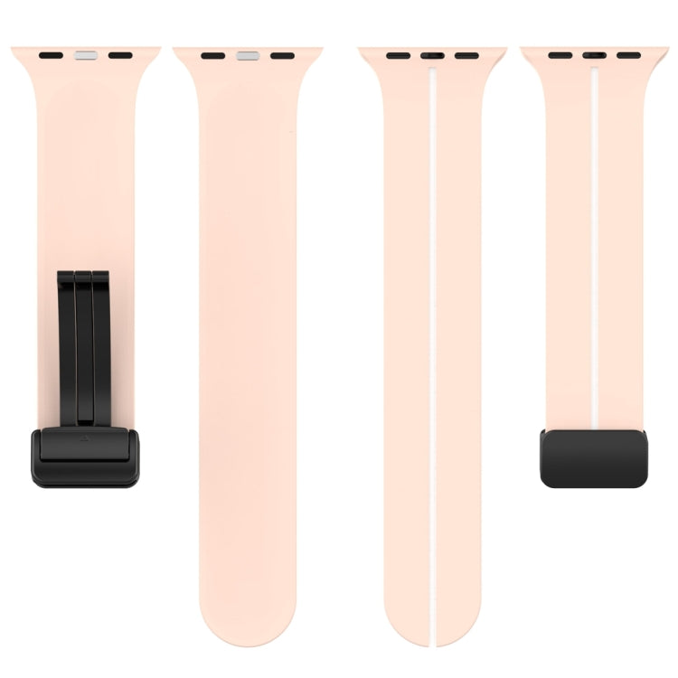 Two Color Folding Buckle Silicone Watch Band For Apple Watch SE 2022 44mm(Pink+White) -  by PMC TechLife | Online Shopping South Africa | PMC TechLife