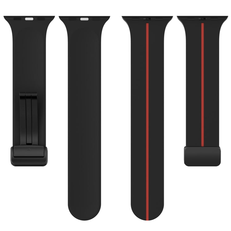 Two Color Folding Buckle Silicone Watch Band For Apple Watch SE 2022 44mm(Black+Red) -  by PMC TechLife | Online Shopping South Africa | PMC TechLife