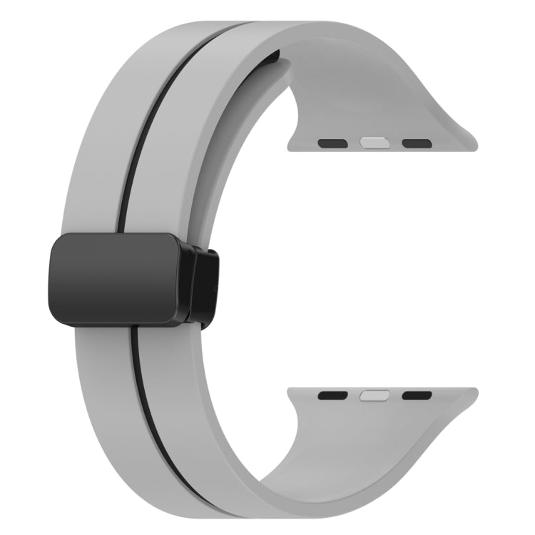 Two Color Folding Buckle Silicone Watch Band For Apple Watch SE 2022 44mm(Light Grey+Black) - Watch Bands by PMC TechLife | Online Shopping South Africa | PMC TechLife