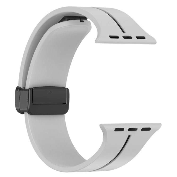 Two Color Folding Buckle Silicone Watch Band For Apple Watch SE 2022 44mm(Light Grey+Black) - Watch Bands by PMC TechLife | Online Shopping South Africa | PMC TechLife