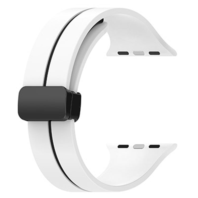 Two Color Folding Buckle Silicone Watch Band For Apple Watch SE 40mm(White+Black) -  by PMC TechLife | Online Shopping South Africa | PMC TechLife