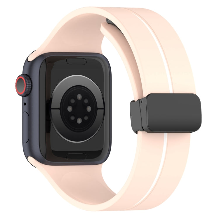 Two Color Folding Buckle Silicone Watch Band For Apple Watch SE 40mm(Pink+White) -  by PMC TechLife | Online Shopping South Africa | PMC TechLife