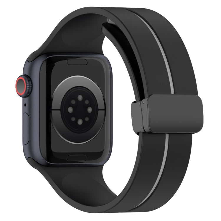Two Color Folding Buckle Silicone Watch Band For Apple Watch SE 40mm(Black+Grey) -  by PMC TechLife | Online Shopping South Africa | PMC TechLife