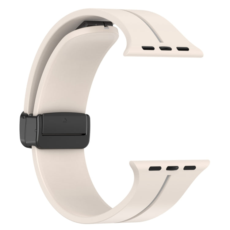 Two Color Folding Buckle Silicone Watch Band For Apple Watch SE 40mm(Starlight+Grey) - Watch Bands by PMC TechLife | Online Shopping South Africa | PMC TechLife