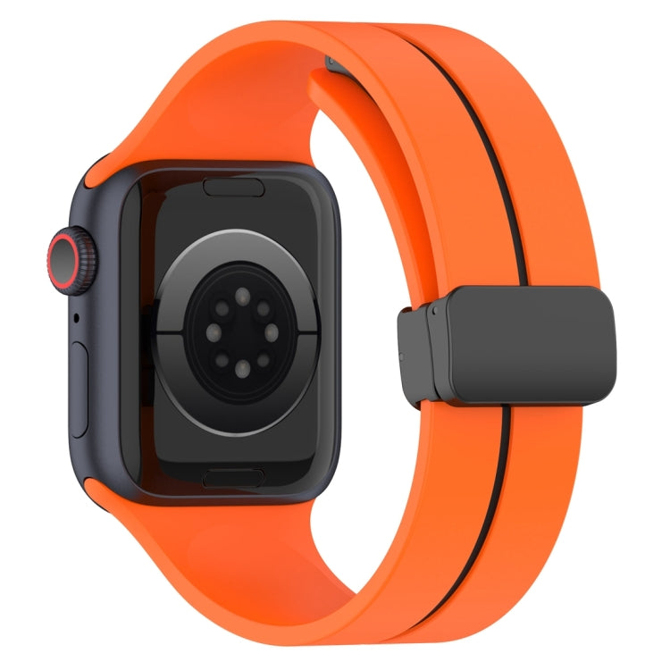 Two Color Folding Buckle Silicone Watch Band For Apple Watch SE 44mm(Orange+Black) -  by PMC TechLife | Online Shopping South Africa | PMC TechLife
