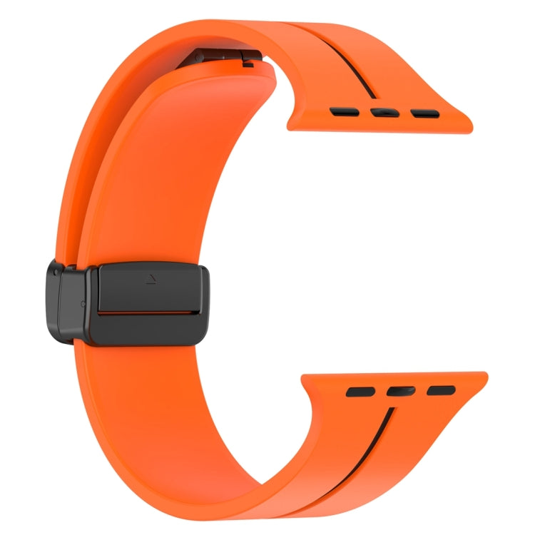 Two Color Folding Buckle Silicone Watch Band For Apple Watch SE 44mm(Orange+Black) -  by PMC TechLife | Online Shopping South Africa | PMC TechLife