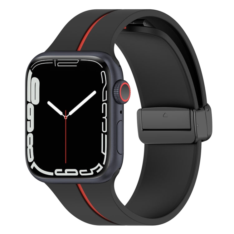 Two Color Folding Buckle Silicone Watch Band For Apple Watch SE 44mm(Black+Red) -  by PMC TechLife | Online Shopping South Africa | PMC TechLife