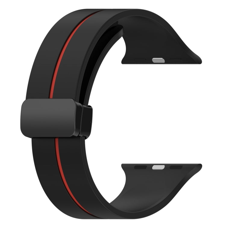 Two Color Folding Buckle Silicone Watch Band For Apple Watch SE 44mm(Black+Red) -  by PMC TechLife | Online Shopping South Africa | PMC TechLife