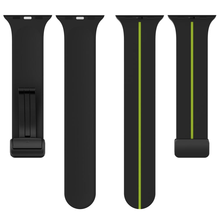 Two Color Folding Buckle Silicone Watch Band For Apple Watch SE 44mm(Black+Lime) -  by PMC TechLife | Online Shopping South Africa | PMC TechLife