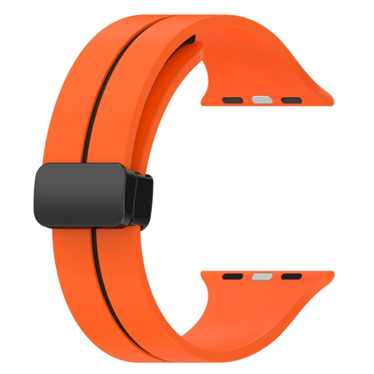 Two Color Folding Buckle Silicone Watch Band For Apple Watch 6 44mm(Orange+Black) - Watch Bands by PMC TechLife | Online Shopping South Africa | PMC TechLife