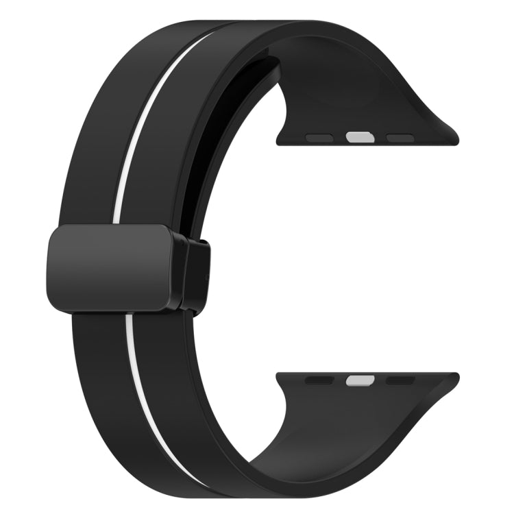 Two Color Folding Buckle Silicone Watch Band For Apple Watch 6 44mm(Black+White) -  by PMC TechLife | Online Shopping South Africa | PMC TechLife