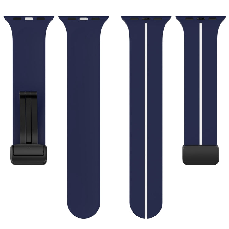 Two Color Folding Buckle Silicone Watch Band For Apple Watch 6 44mm(Midnight Blue+White) -  by PMC TechLife | Online Shopping South Africa | PMC TechLife