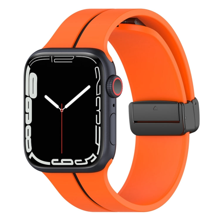 Two Color Folding Buckle Silicone Watch Band For Apple Watch 5 44mm(Orange+Black) -  by PMC TechLife | Online Shopping South Africa | PMC TechLife