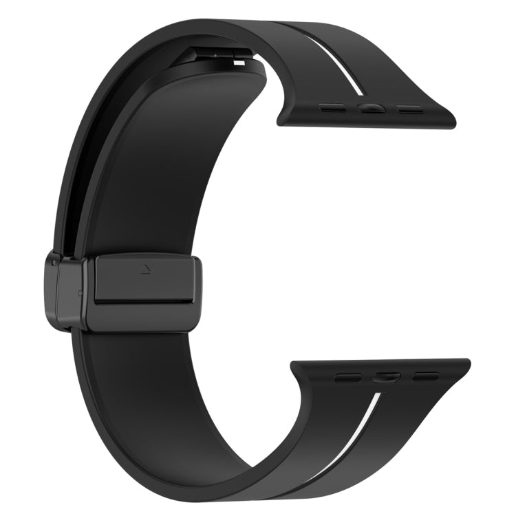 Two Color Folding Buckle Silicone Watch Band For Apple Watch 5 44mm(Black+White) - Watch Bands by PMC TechLife | Online Shopping South Africa | PMC TechLife