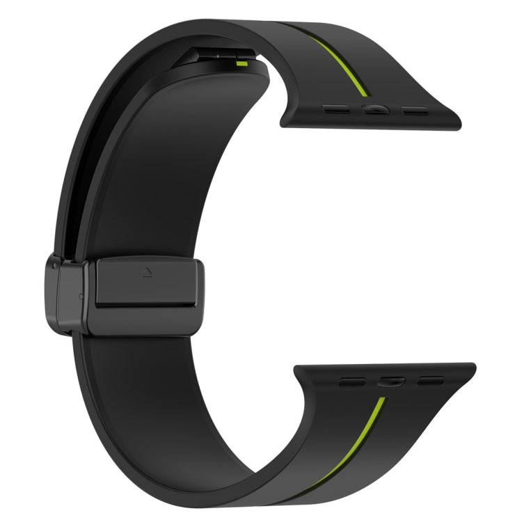 Two Color Folding Buckle Silicone Watch Band For Apple Watch 4 40mm(Black+Lime) -  by PMC TechLife | Online Shopping South Africa | PMC TechLife