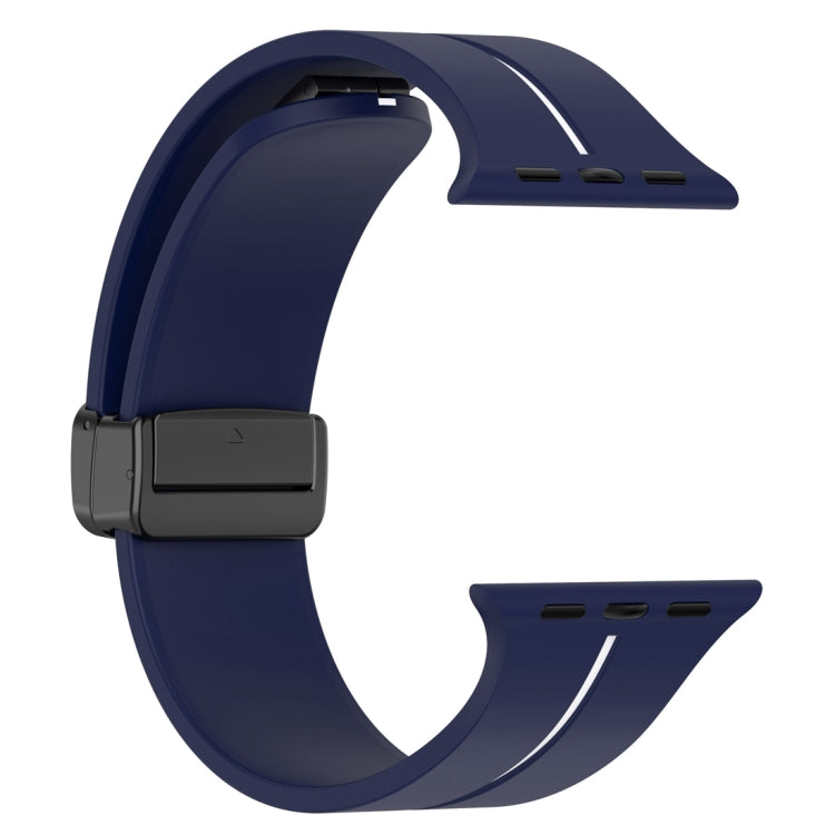 Two Color Folding Buckle Silicone Watch Band For Apple Watch 4 40mm(Midnight Blue+White) -  by PMC TechLife | Online Shopping South Africa | PMC TechLife