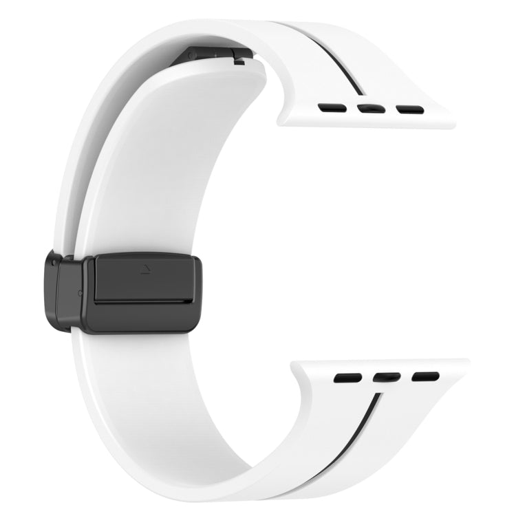 Two Color Folding Buckle Silicone Watch Band For Apple Watch 3 38mm(White+Black) - Watch Bands by PMC TechLife | Online Shopping South Africa | PMC TechLife