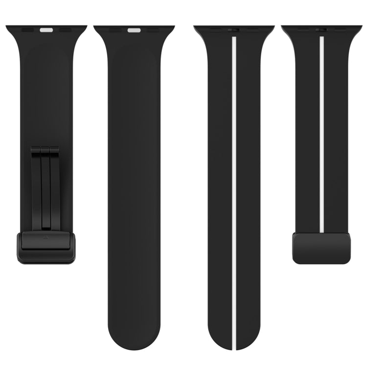 Two Color Folding Buckle Silicone Watch Band For Apple Watch 2 38mm(Black+White) -  by PMC TechLife | Online Shopping South Africa | PMC TechLife