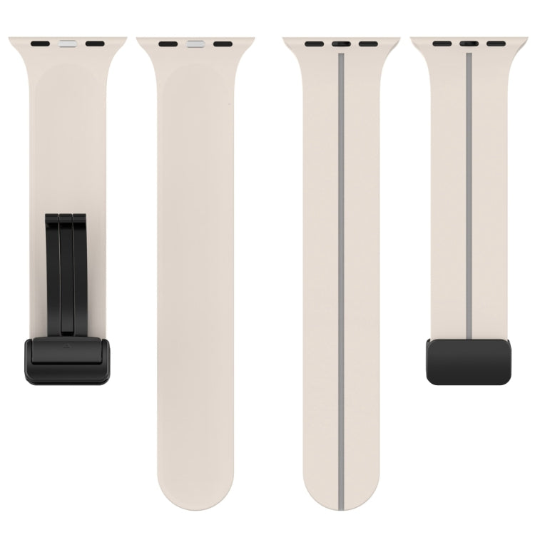 Two Color Folding Buckle Silicone Watch Band For Apple Watch 2 42 mm(Starlight+Grey) - Watch Bands by PMC TechLife | Online Shopping South Africa | PMC TechLife