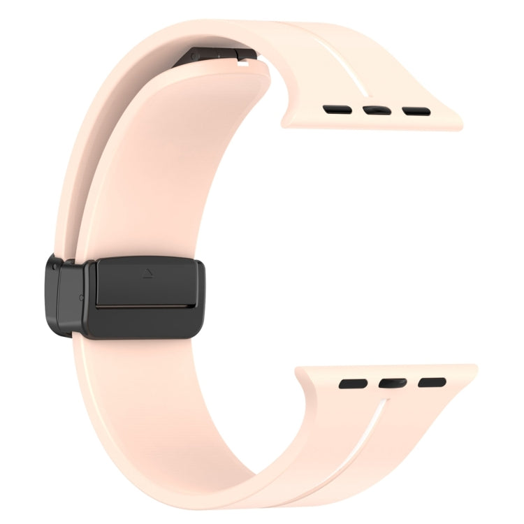 Two Color Folding Buckle Silicone Watch Band For Apple Watch 38mm(Pink+White) - Watch Bands by PMC TechLife | Online Shopping South Africa | PMC TechLife
