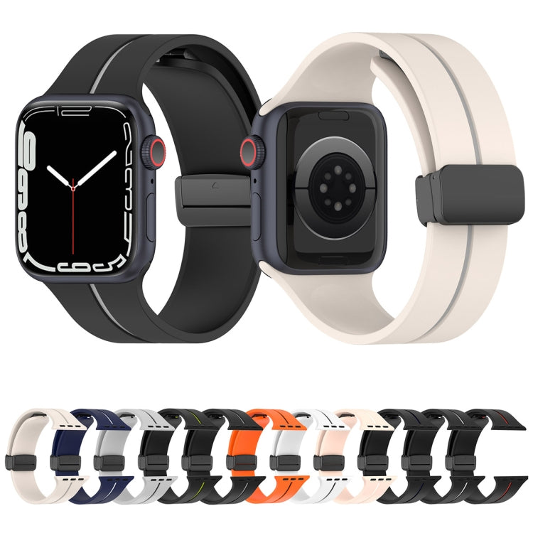 Two Color Folding Buckle Silicone Watch Band For Apple Watch SE 2022 44mm(Light Grey+Black) - Watch Bands by PMC TechLife | Online Shopping South Africa | PMC TechLife