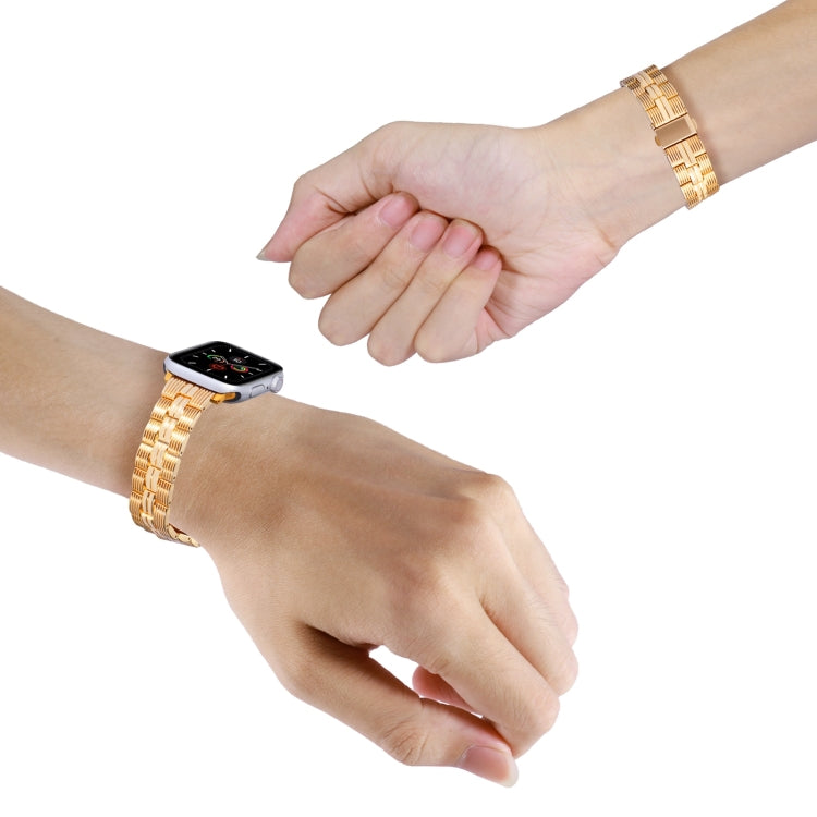3-Beads Stripe Metal Watch Band For Apple Watch 8 41mm(Gold) -  by PMC TechLife | Online Shopping South Africa | PMC TechLife