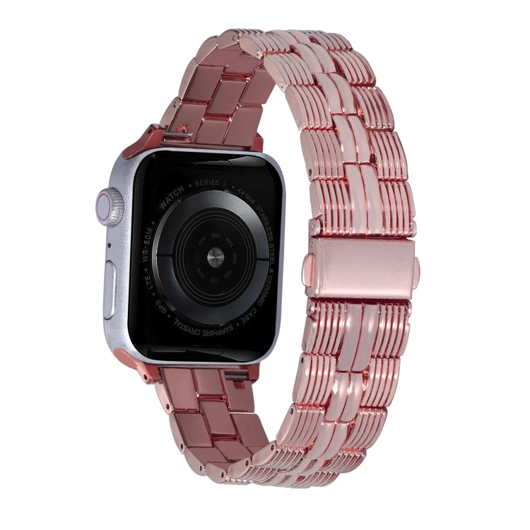 3-Beads Stripe Metal Watch Band For Apple Watch 3 38mm(Rose Pink) -  by PMC TechLife | Online Shopping South Africa | PMC TechLife