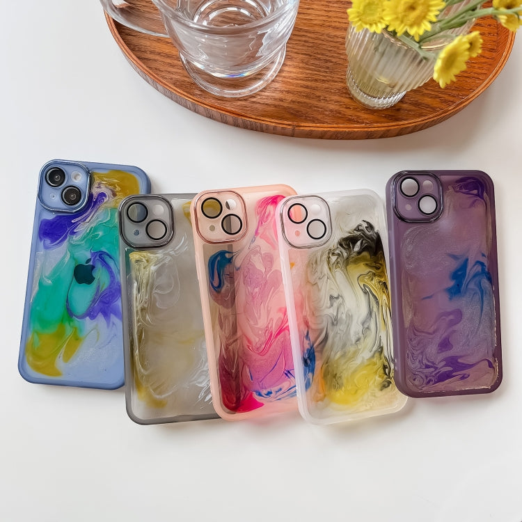 For iPhone 14 Plus Oil Painting Electroplating TPU Phone Case(Purple) - iPhone 14 Plus Cases by PMC TechLife | Online Shopping South Africa | PMC TechLife