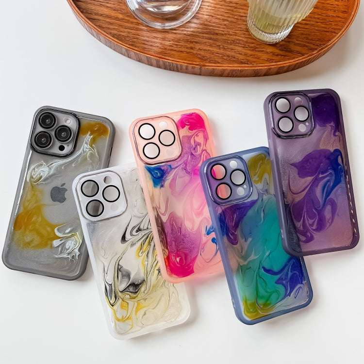 For iPhone 14 Pro Max Oil Painting Electroplating TPU Phone Case(Blue) - iPhone 14 Pro Max Cases by PMC TechLife | Online Shopping South Africa | PMC TechLife