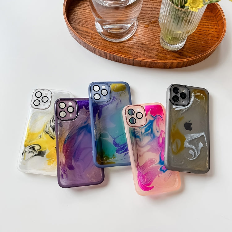 For iPhone 11 Pro Oil Painting Electroplating TPU Phone Case(Purple) - iPhone 11 Pro Cases by PMC TechLife | Online Shopping South Africa | PMC TechLife
