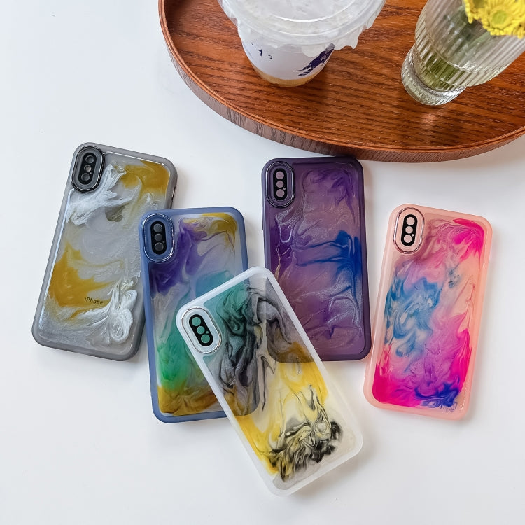For iPhone X / XS Oil Painting Electroplating TPU Phone Case(Pink) - More iPhone Cases by PMC TechLife | Online Shopping South Africa | PMC TechLife