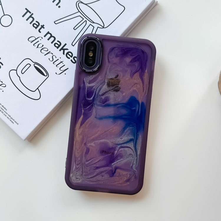 For iPhone X / XS Oil Painting Electroplating TPU Phone Case(Purple) - More iPhone Cases by PMC TechLife | Online Shopping South Africa | PMC TechLife