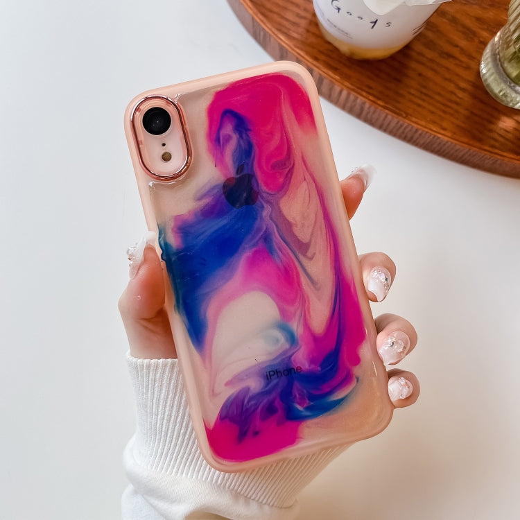 For iPhone XR Oil Painting Electroplating TPU Phone Case(Pink) - More iPhone Cases by PMC TechLife | Online Shopping South Africa | PMC TechLife