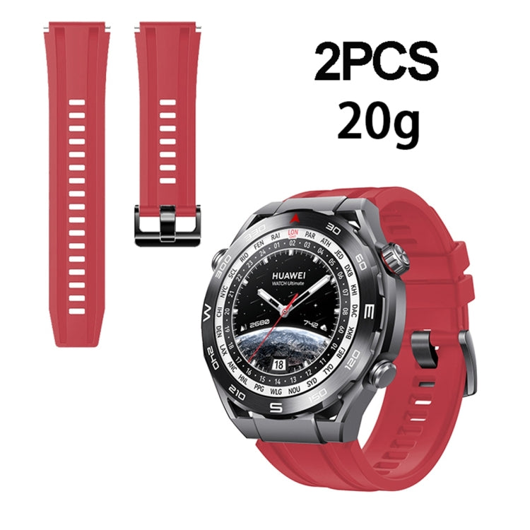 2pcs Regular Style For Huawei Watch Ultimate Silicone Replacement Watch Band(Red) -  by PMC TechLife | Online Shopping South Africa | PMC TechLife