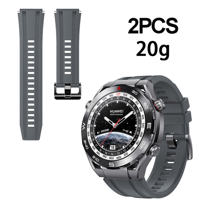 2pcs Regular Style For Huawei Watch Ultimate Silicone Replacement Watch Band(Dark Grey) -  by PMC TechLife | Online Shopping South Africa | PMC TechLife