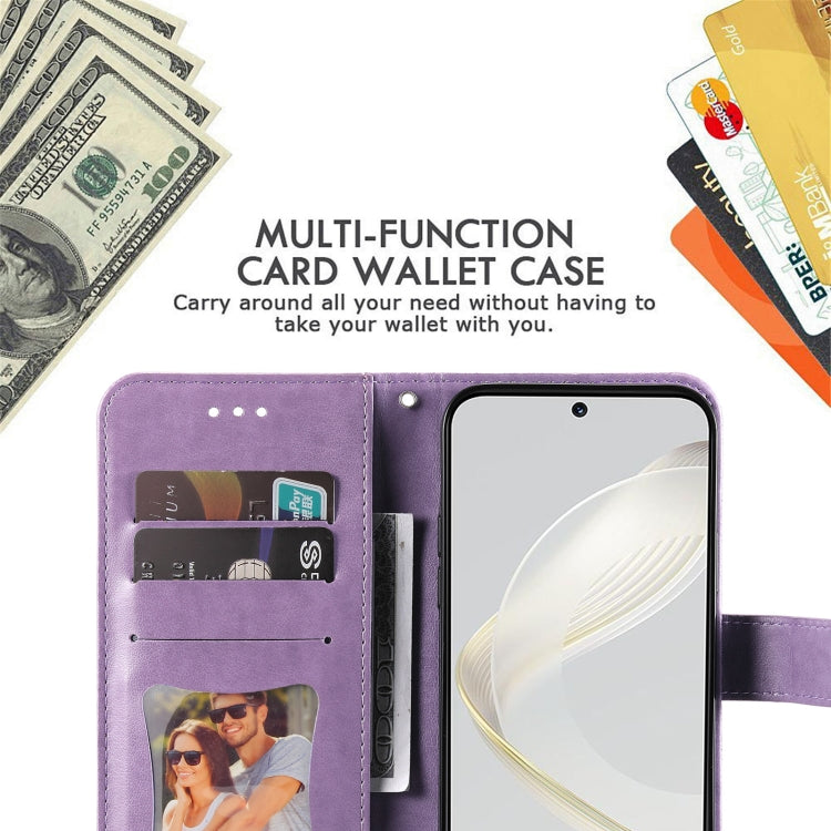 For Huawei nova 11 Seven-petal Flowers Embossing Leather Phone Case(Light Purple) - free shipping - PMC TechLife - Order now!