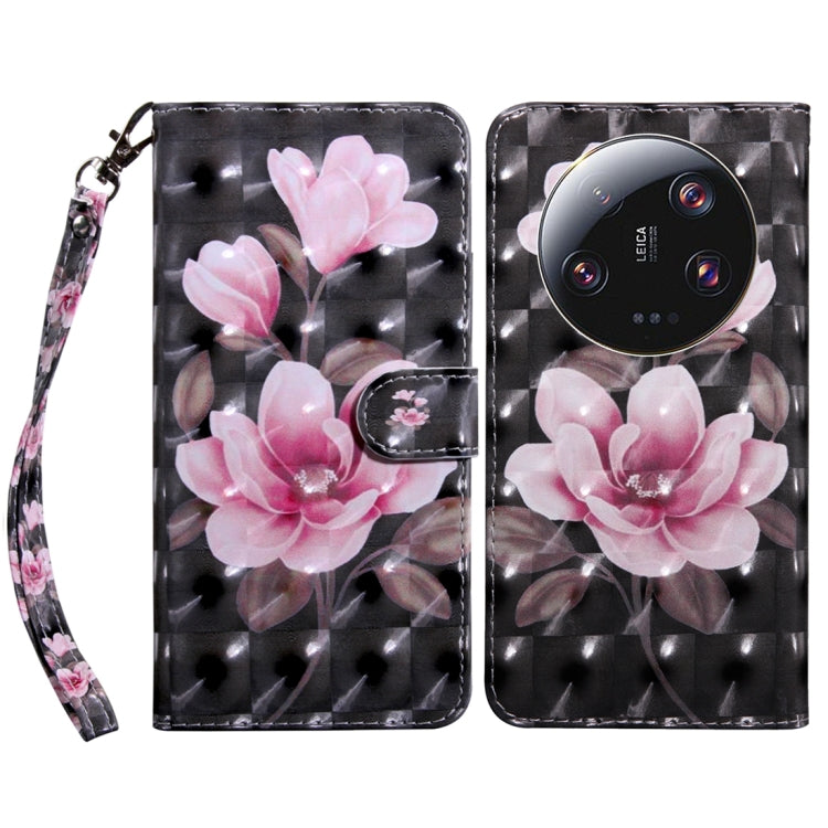 For Xiaomi 13 Ultra 3D Painted Pattern Leather Phone Case(Pink Flower) - free shipping - PMC TechLife - Order now!