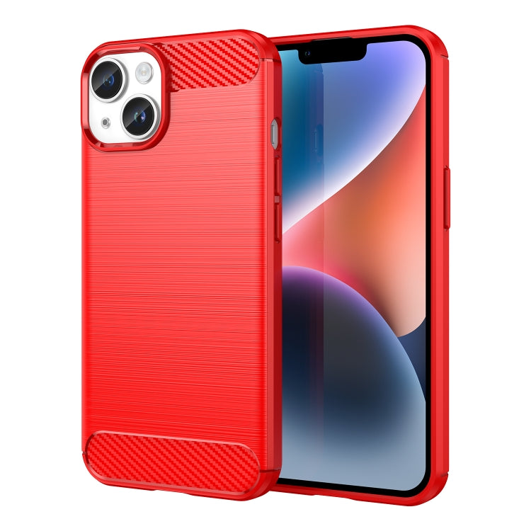 For iPhone 15 Brushed Texture Carbon Fiber TPU Phone Case(Red) - free shipping - PMC TechLife - Order now!