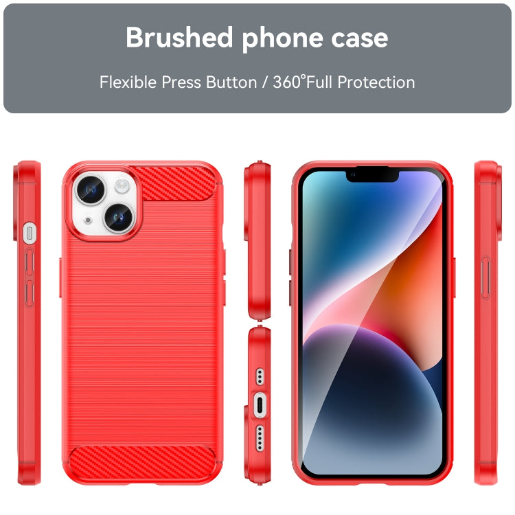 For iPhone 15 Brushed Texture Carbon Fiber TPU Phone Case(Red) - free shipping - PMC TechLife - Order now!