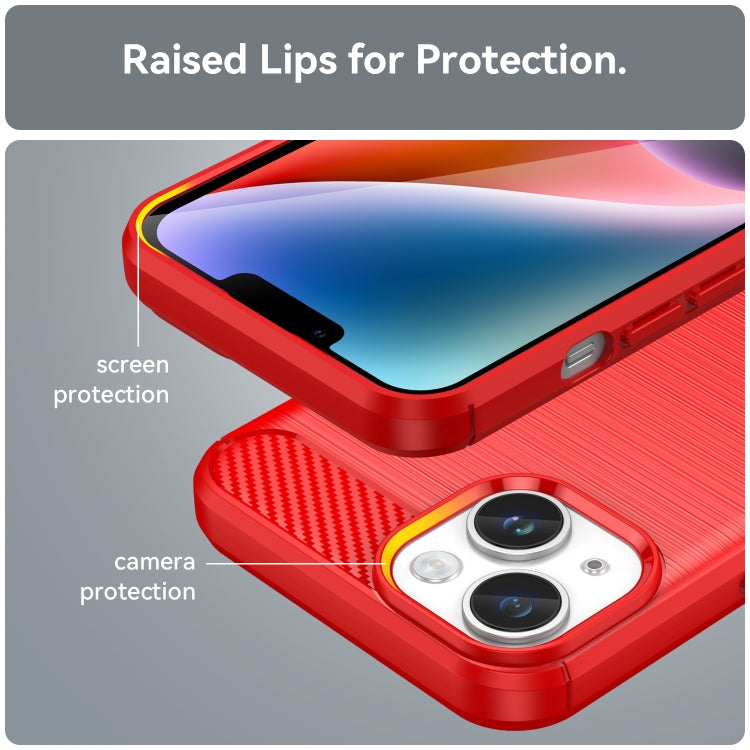 For iPhone 15 Brushed Texture Carbon Fiber TPU Phone Case(Red) - free shipping - PMC TechLife - Order now!