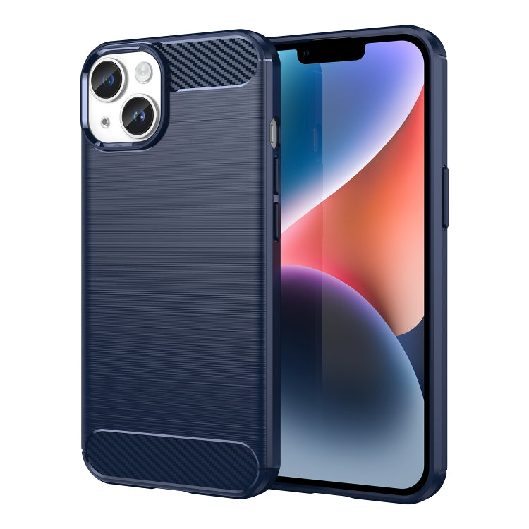 For iPhone 15 Plus Brushed Texture Carbon Fiber TPU Phone Case(Blue) - free shipping - PMC TechLife - Order now!